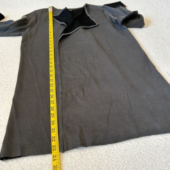 August Silk Sweater Women's Cardigan Gray/Black Size M Long Contrasting Trim - Picture 5 of 8